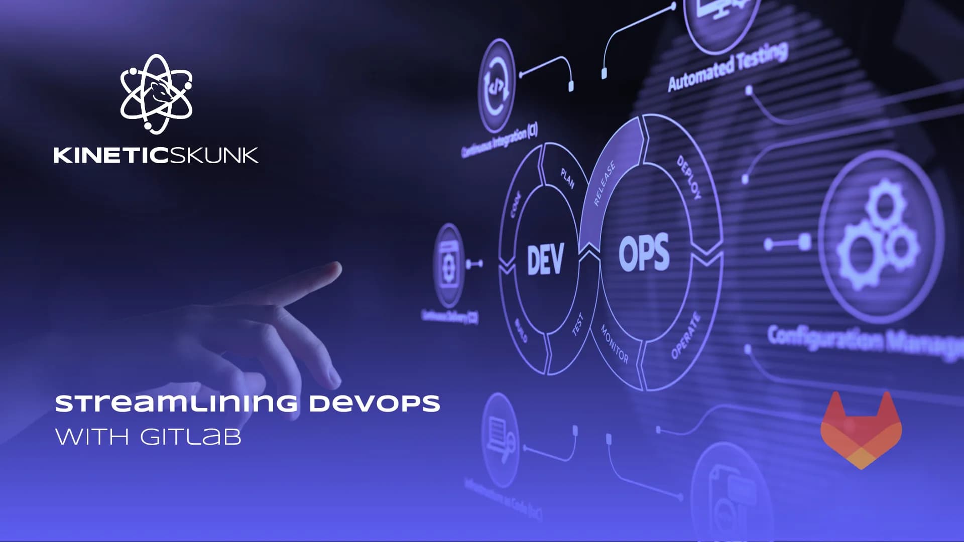 Editorial hero for GitLab pipelines, flow, and runner operations